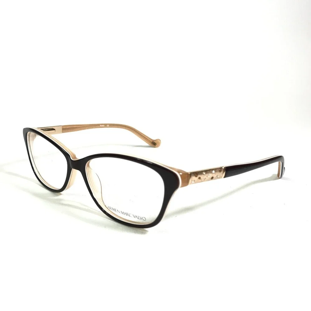 Carmen Marc Valvo Eyeglasses Frames Ariana Truffle Gold Brown Nude 53-15-135